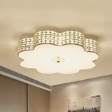 Gold Crystal Led Flush Mount Living Room Ceiling Light - Modern And Chic