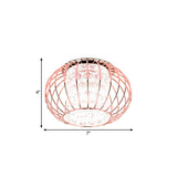 Gold Ball Cage Led Flushmount Ceiling Light With Crystal Shade In Warm/White