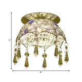 Modern Led Ceiling Lamp With Crystal Shade Chrome Scalloped Dome Flush Mount Light In Warm/White