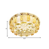 Modernist Led Chrome Floral Semi Mount Ceiling Light Fixture With Crystal Block In Warm/White