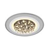 White Acrylic Flushmount Led Ceiling Lamp With Crystal Droplet For Simple Yet Elegant Living Room