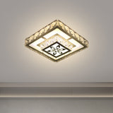 Modernist Flush Mount Led Crystal Ceiling Light In White With Flower Pattern Warm/White