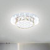 Crystal Led Flush Mount Hallway Lamp With Floral Pattern In Warm/White Light