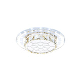 Crystal Led Flush Mount Hallway Lamp With Floral Pattern In Warm/White Light