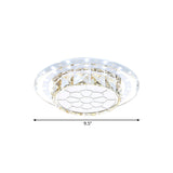 Crystal Led Flush Mount Hallway Lamp With Floral Pattern In Warm/White Light