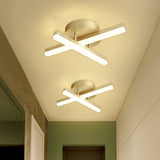 Minimal Acrylic Led Gold Linear Flush Mount Ceiling Light For Bedroom - Warm/White Lighting Fixture