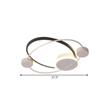 Modern Metal Planet Orbit Flushmount Lighting - Led Black-White Ceiling Mounted Fixture In