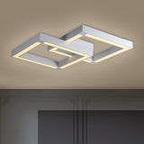 Modern Metallic Square Flush Mount Led Ceiling Light In Black/White 19.5/25.5 Wide