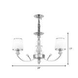 Modern White Glass Cone Chandelier: 3/6 Lights Chrome Suspended Lighting Fixture