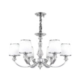 Modern White Glass Cone Chandelier: 3/6 Lights Chrome Suspended Lighting Fixture
