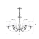 Modern White Glass Cone Chandelier: 3/6 Lights Chrome Suspended Lighting Fixture
