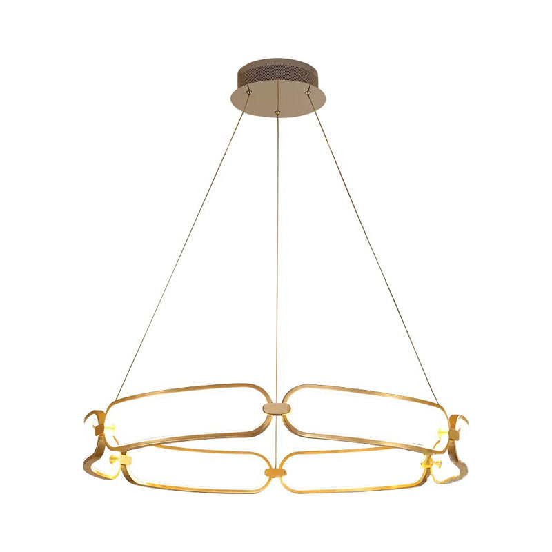 Minimalist Metallic Led Chandelier For Ceiling With Circular Design - Gold Finish Warm/White Light