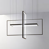 Modern Metal Led Chandelier: Rectangle Frames Black/White Finish Warm/White Light Black / White