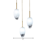 Gold Cut Crystal Pendant Light W/ Ice Staircase Design - 3 Heads Minimalist Down Lighting