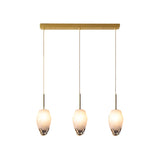 Gold Cut Crystal Pendant Light W/ Ice Staircase Design - 3 Heads Minimalist Down Lighting