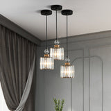 Modern Black Cylinder Pendant Ceiling Lamp Kit With Crystal Prisms Shade 1 /