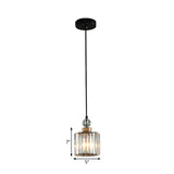 Modern Black Cylinder Pendant Ceiling Lamp Kit With Crystal Prisms Shade
