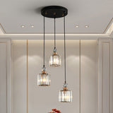 Modern Black Cylinder Pendant Ceiling Lamp Kit With Crystal Prisms Shade 3 /
