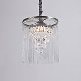 Tapered Crystal Drop Pendant Lamp - Metallic Bead Deco Silver