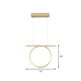 Sleek Gold Round Hanging Lamp Kit - Simplicity Led Metal Suspended Fixture Warm/White Light