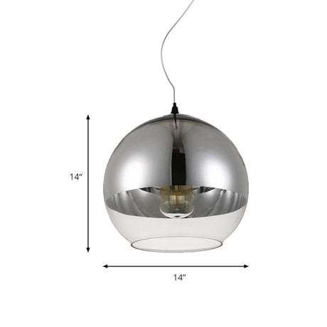 Post-Modern Glass Globe Pendant Lighting - 6/8/10W 1 Light Sliver Finish