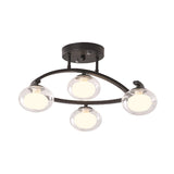 Semi-Ceiling Mount Twist Arm Light With Oval Shade - Contemporary Metal Lamp For Cafes
