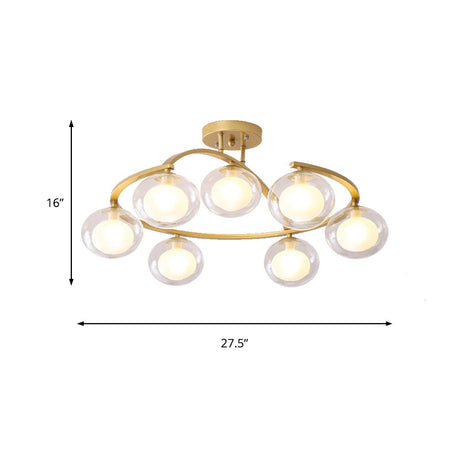 Semi-Ceiling Mount Twist Arm Light With Oval Shade - Contemporary Metal Lamp For Cafes