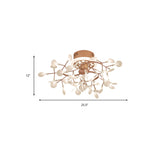 Rose Gold Metallic Branch Ceiling Lamp - Stunning Semi Flush Dining Room Light
