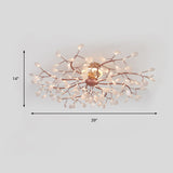 Rose Gold Metallic Branch Ceiling Lamp - Stunning Semi Flush Dining Room Light