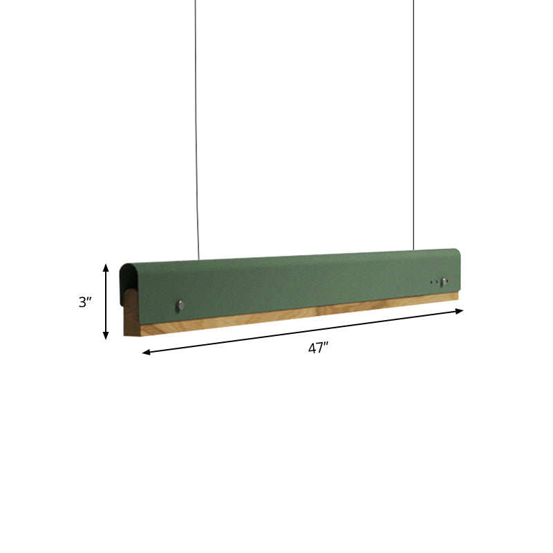 Modern Wood And Metal Pendant Light - Rectangle Shape 23.5/35.5/47 Wide 1 White/Pink/Yellow Colo(U)R