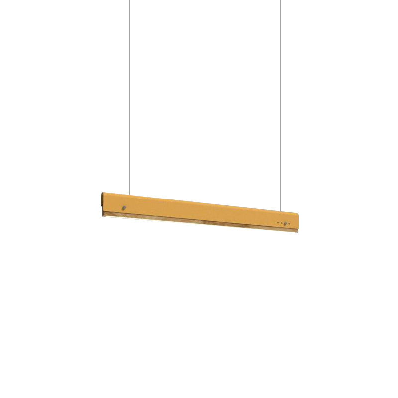 Modern Wood And Metal Pendant Light - Rectangle Shape 23.5/35.5/47 Wide 1 White/Pink/Yellow Colo(U)R