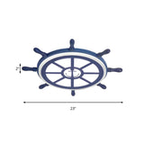 Blue Acrylic Flush Mount Nautical Style Ceiling Lamp - Slim Rudder Design For Kids Bedrooms