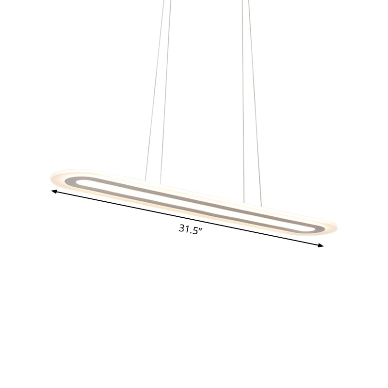 Simplicity Led Acrylic Hanging Lamp Kit - White Oval Ceiling Pendant In Warm/White/Natural Light