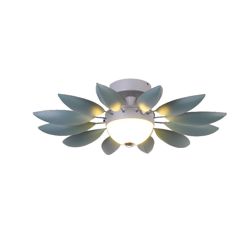Candy Colored Metal Leaf Ceiling Light For Kindergarten - Single Head Fixture