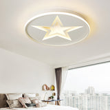 Contemporary Metal Flush Mount Star Ceiling Lamp White Finish For Living Room Illumination / 18