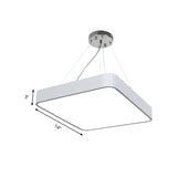 Modern Metal Square Pendant Light With Led & Recessed Diffuser - Black/Silver 3 Sizes (14/18/23.5)