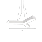 Modern Led Suspension Lamp With Recessed Diffuser And Y-Shaped Metal Design - Black/White 22/29/29.5