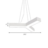 Modern Led Suspension Lamp With Recessed Diffuser And Y-Shaped Metal Design - Black/White 22/29/29.5