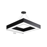 Modern Led Square Metal Pendant Lighting - Black Hanging Lamp Kit In White/Warm Light For Office