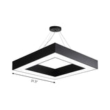 Modern Led Square Metal Pendant Lighting - Black Hanging Lamp Kit In White/Warm Light For Office