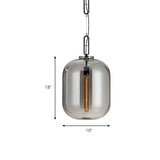 Modernist 1-Light Hanging Glass Pendant For Bedroom - Amber/Smoke Gray Oval Lighting 10/14 Wide