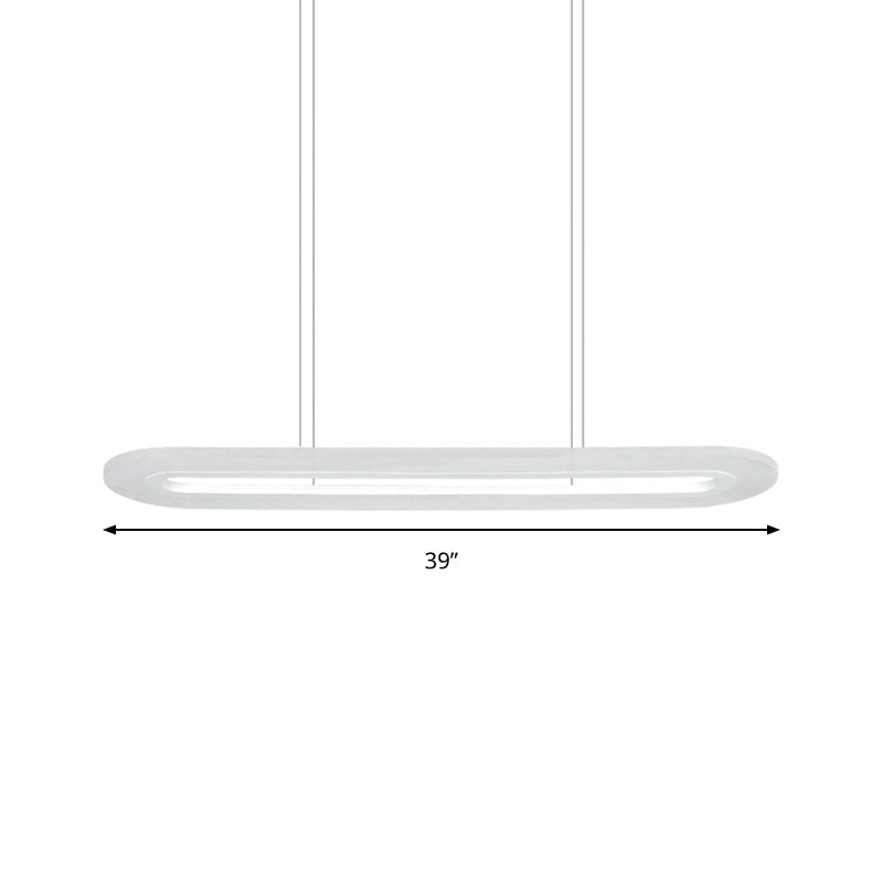 Modern Led Oval Office Ceiling Pendant | Acrylic 31.5/39 Wide Warm/White/Natural Light