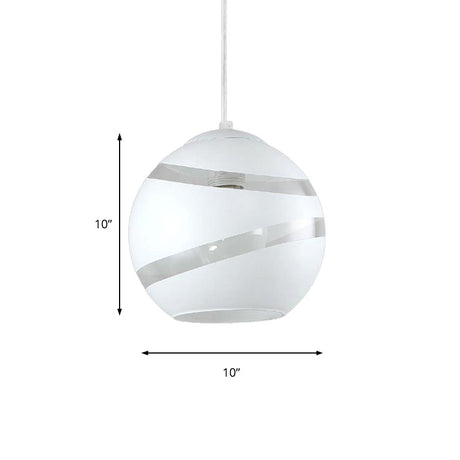 Contemporary Orbit Shade Pendant Light With Handblown Black/White Glass - Dining Room Lighting
