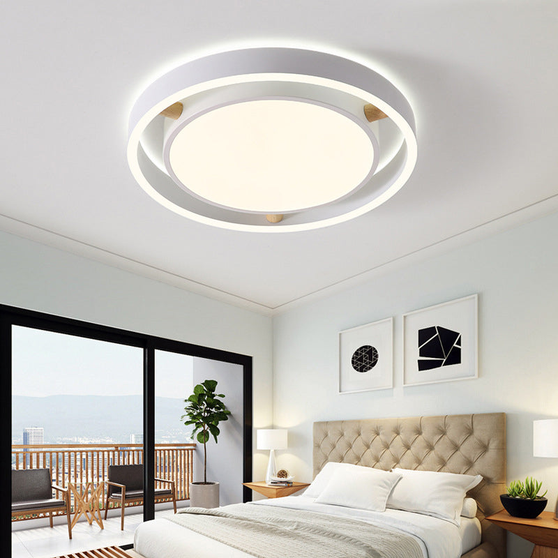 Red Nordic Style Flush Mount Light - Acrylic Metal Ceiling Lamp For Kindergarten White / 16 Warm