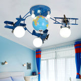Blue Metal Globe Flush Mount Light For Modern Nursing Room Ceiling Fixture / D