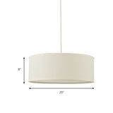 Contemporary White Led Hanging Pendant Lamp - 12/16/19.5 Dia Cylinder Suspension