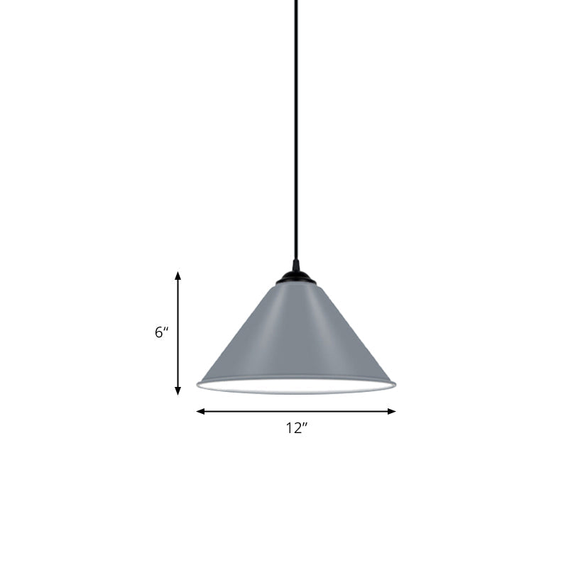Modern Metal Cone Hanging Light - 1 Pink/Yellow/Green Pendant 12/14/16 Diameter