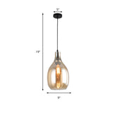 Modern Blue/Amber Glass Pendant Lamp - Stylish Nickel Hanging Light For Bedroom