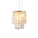 Modern Led Pendant Ceiling Light With White Shell Wind Chime Design For Bedroom