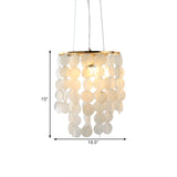Modern Led Pendant Ceiling Light With White Shell Wind Chime Design For Bedroom